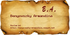Benyovszky Armandina névjegykártya